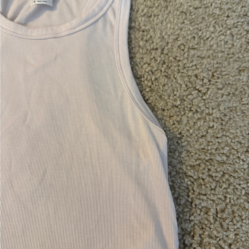 Sunday Best Pale Pink Ribbed Cropped Tank - Picture 3 of 7